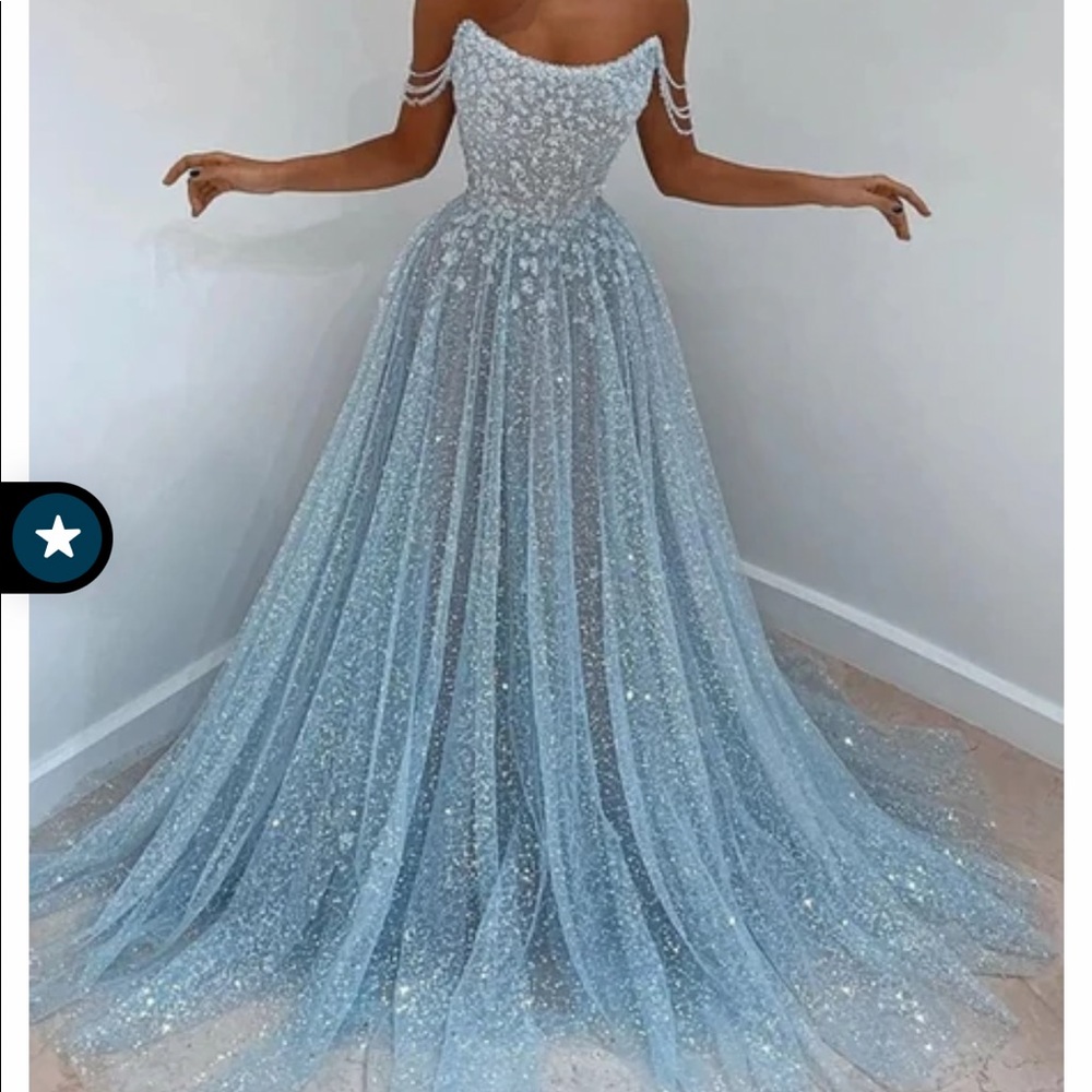 Popular Off-Shoulder A-Line Tulle Sequin Long Prom Dress